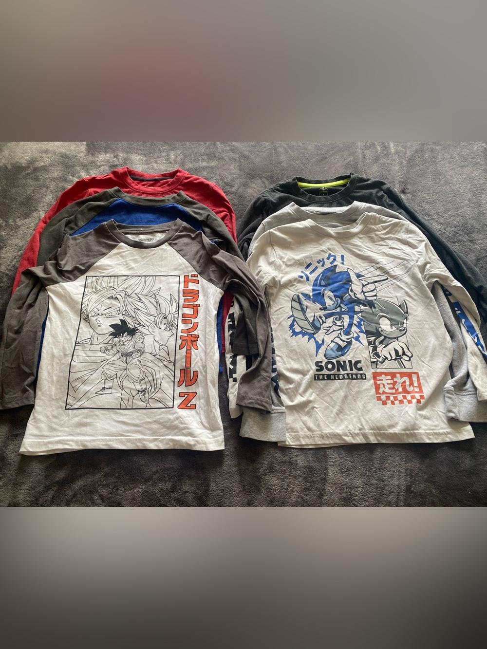 6 Long sleeve Shirt Bundle - Sonic & Dragon Ball Z, Champion and More